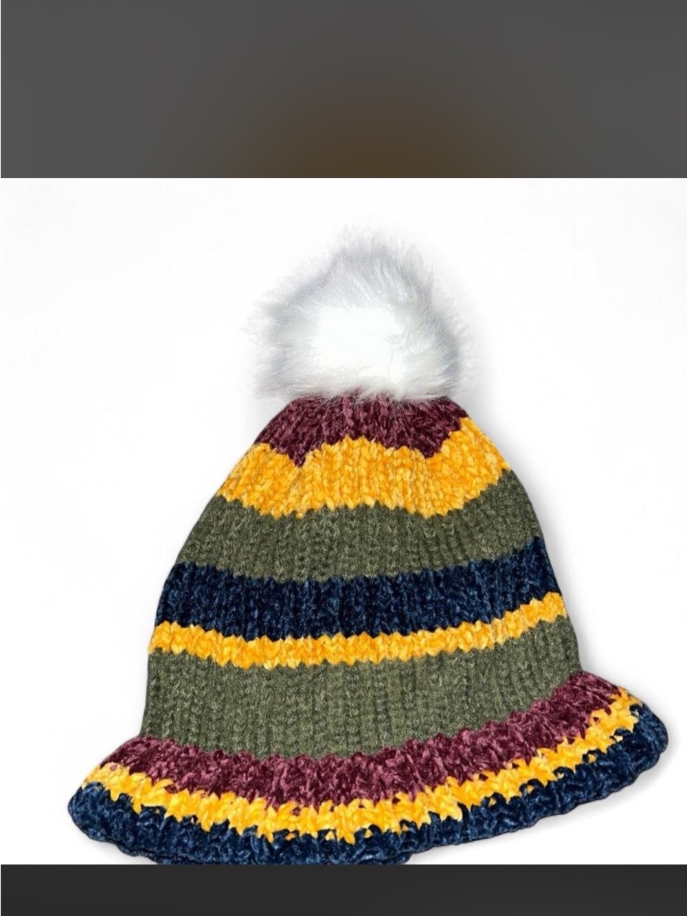 Lot of 3 hats-Striped Pom-Pom Knit Hat - Multicolor